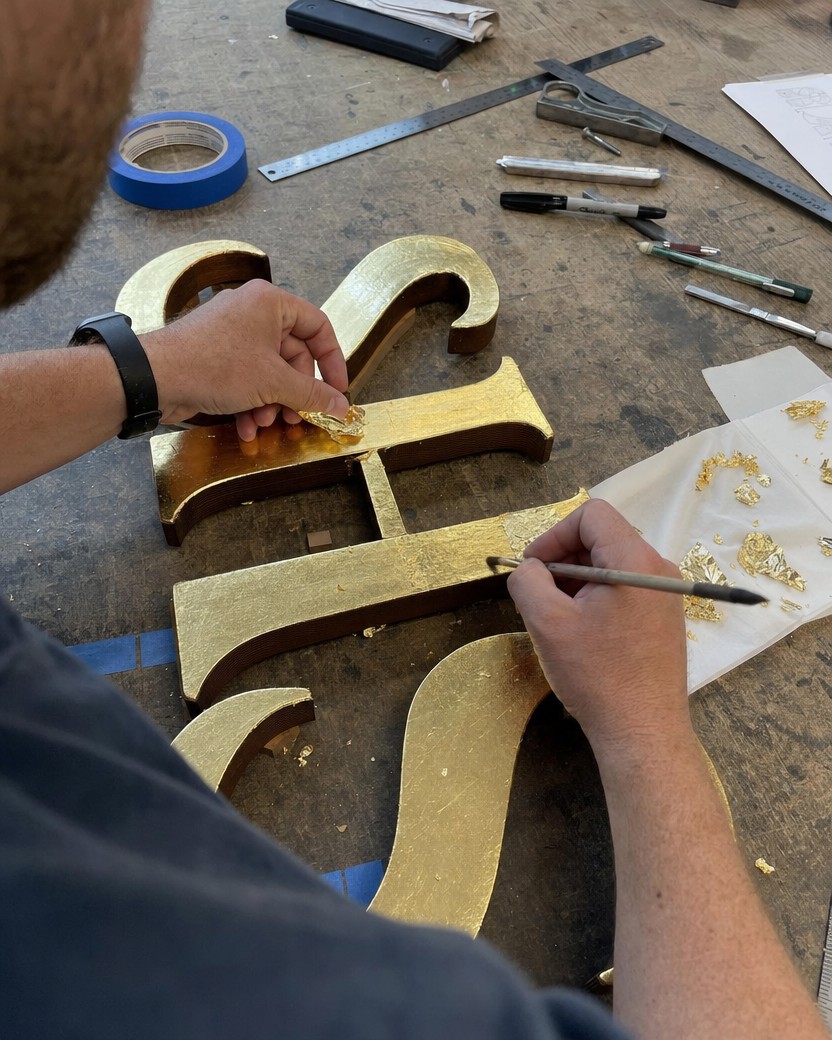 Craftsman hand-finishing dimensional letters