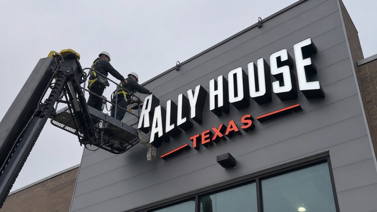 Channel letter installation on storefront