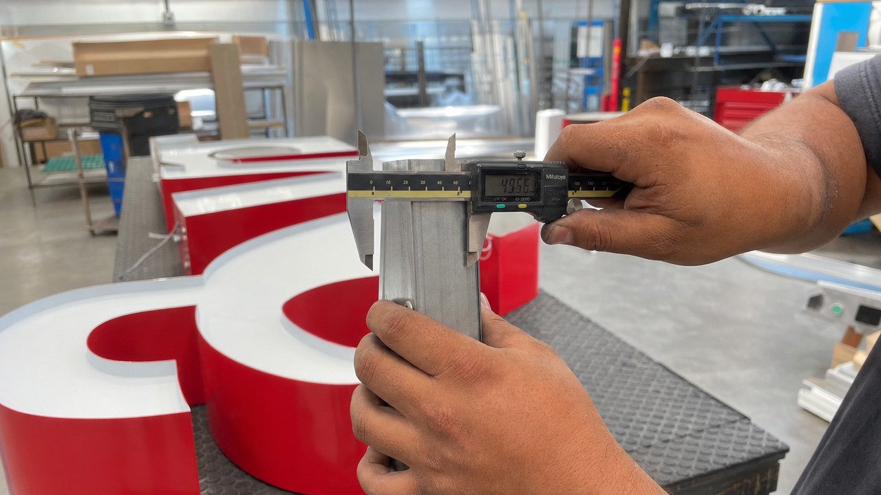 Fabricator measuring channel letter depth